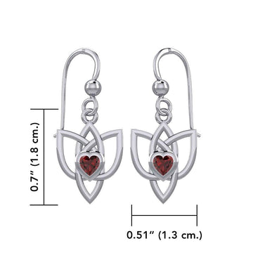 Celtic Knotwork Silver Earrings with Heart Gemstone TER1847 - Jewelry